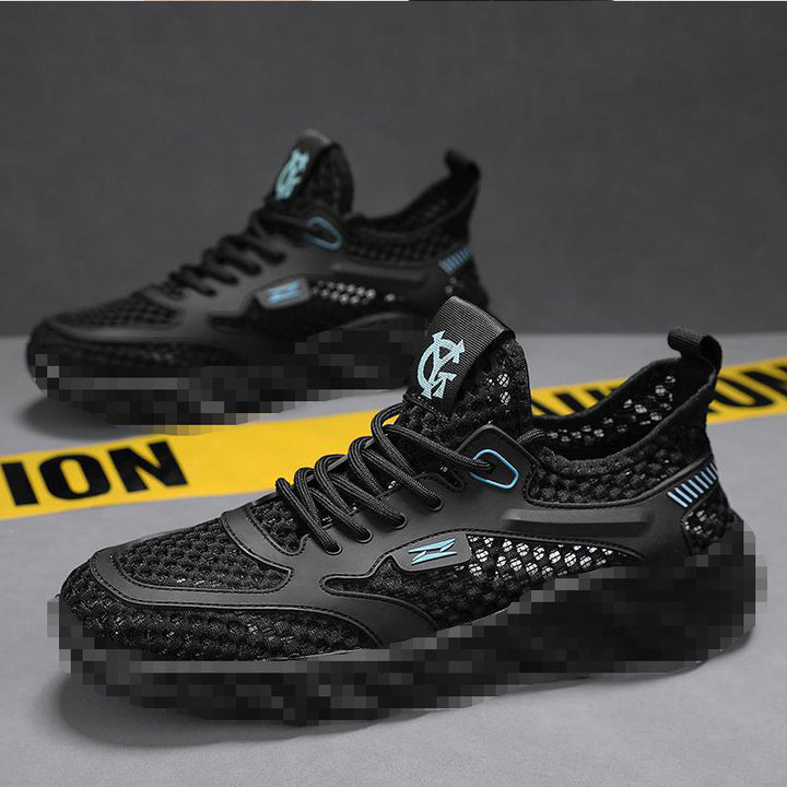 Men's Breathable Mesh Casual Sneakers with Textured Wave Platform Sole Mune Fashion