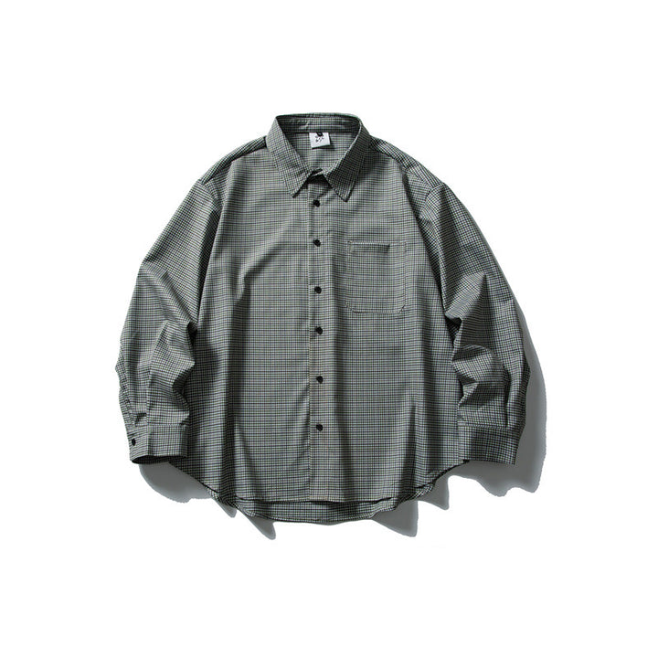 Men's Relaxed-Fit Checked Shirt with Rounded Hem and Chest Pocket Mune Fashion