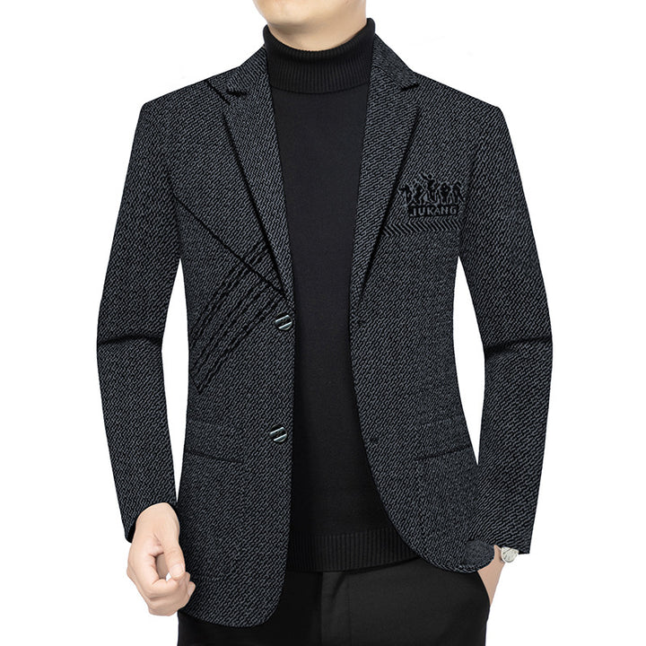 Men's Modern Tweed Blazer Slim Fit with Subtle Emblem Mune Fashion