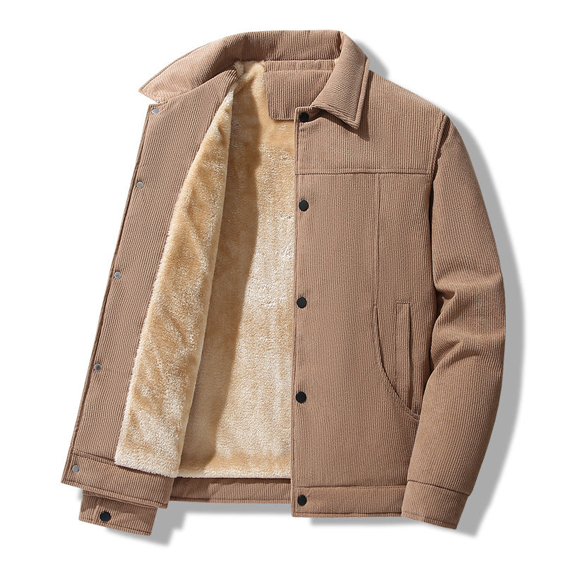 Men's cord jacket in casual worker style with snap button closure and side pockets Mune Fashion