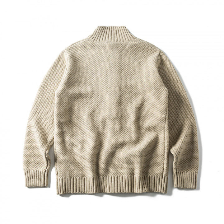 Unisex Structured Button Cardigan with Stand Collar and Patch Pockets Mune Fashion