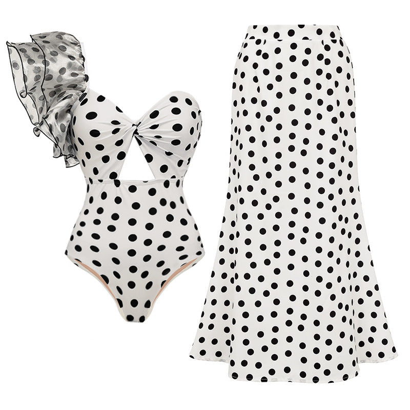 Women's One-Piece Swimsuit with Asymmetric Ruffle Design Mune Fashion