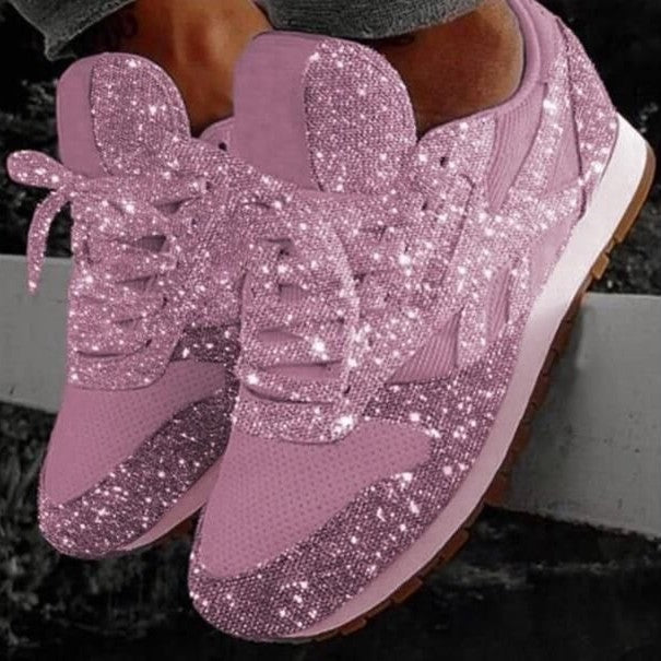 Women's glittering sneakers with crystal-embellished surface, padded comfort insole, and non-slip rubber sole Mune Fashion