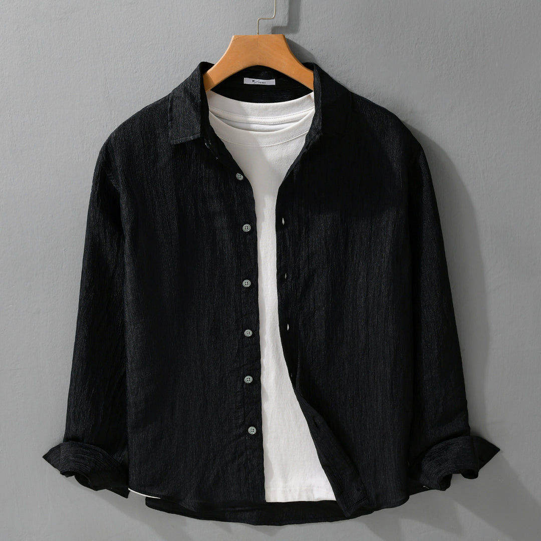 Men's Textured Linen-Cotton Shirt in Relaxed Fit Mune Fashion