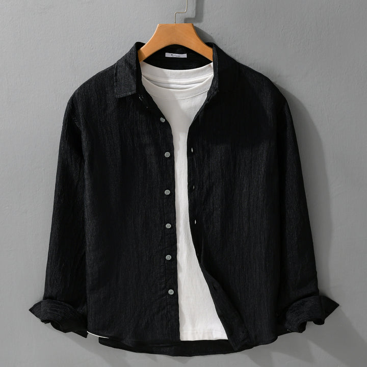 Men's Textured Linen-Cotton Shirt in Relaxed Fit Mune Fashion