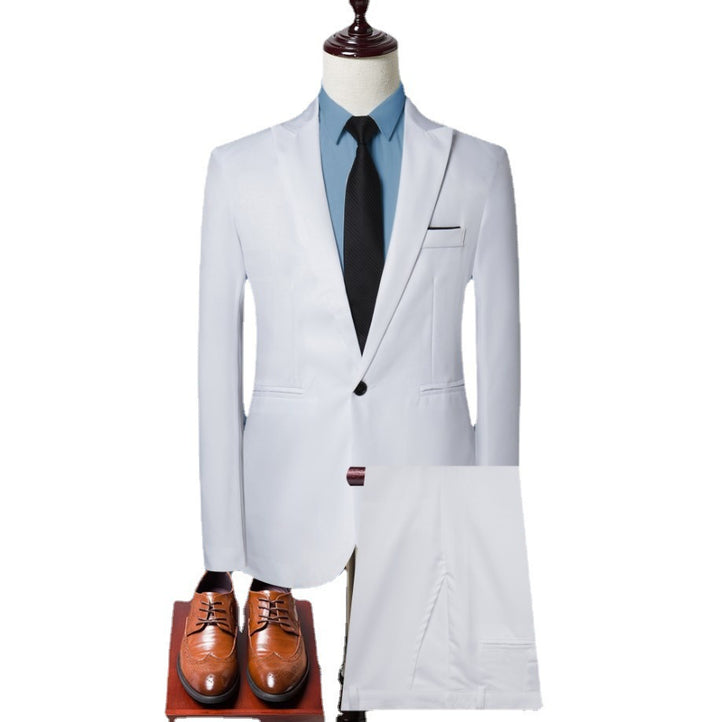 Men's slim two-piece suit set made of fine wool blend with narrow lapel Mune Fashion