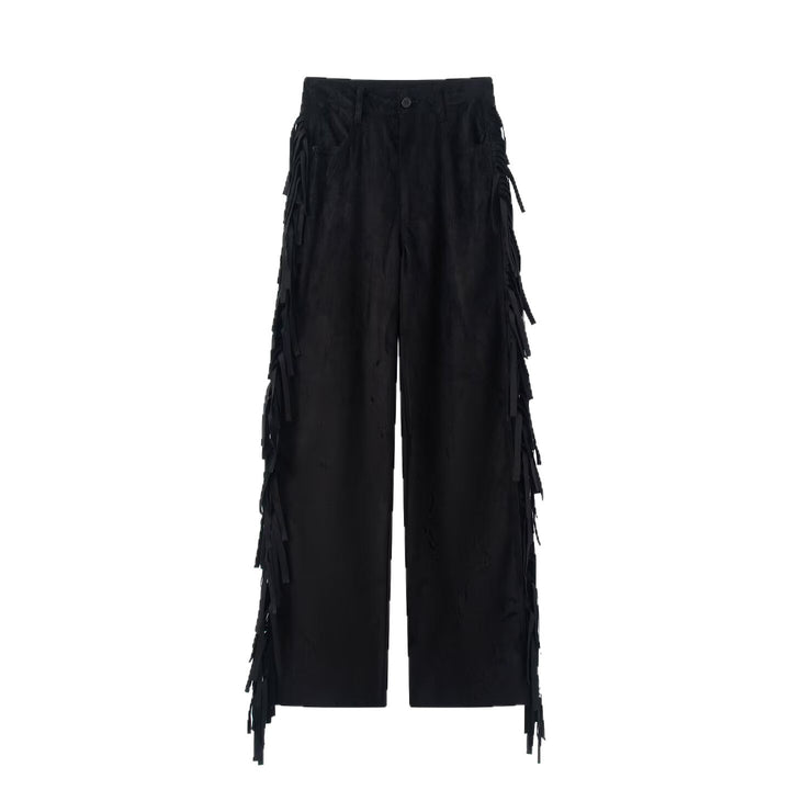women's wide culotte pants with fringe trim and velour look Mune Fashion