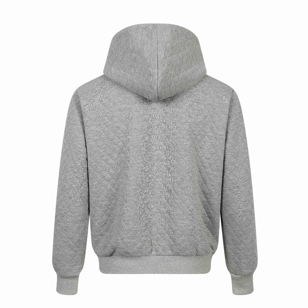Unisex Quilted Hooded Jacket with Zipper, Kangaroo Pocket and Reflective Tiger Embroidery Mune Fashion
