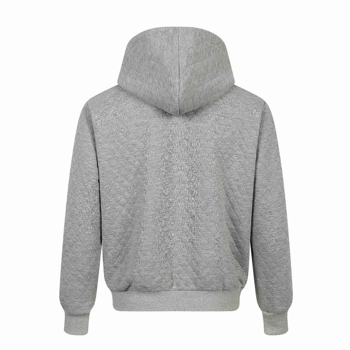Unisex Quilted Hooded Jacket with Zipper, Kangaroo Pocket and Reflective Tiger Embroidery Mune Fashion