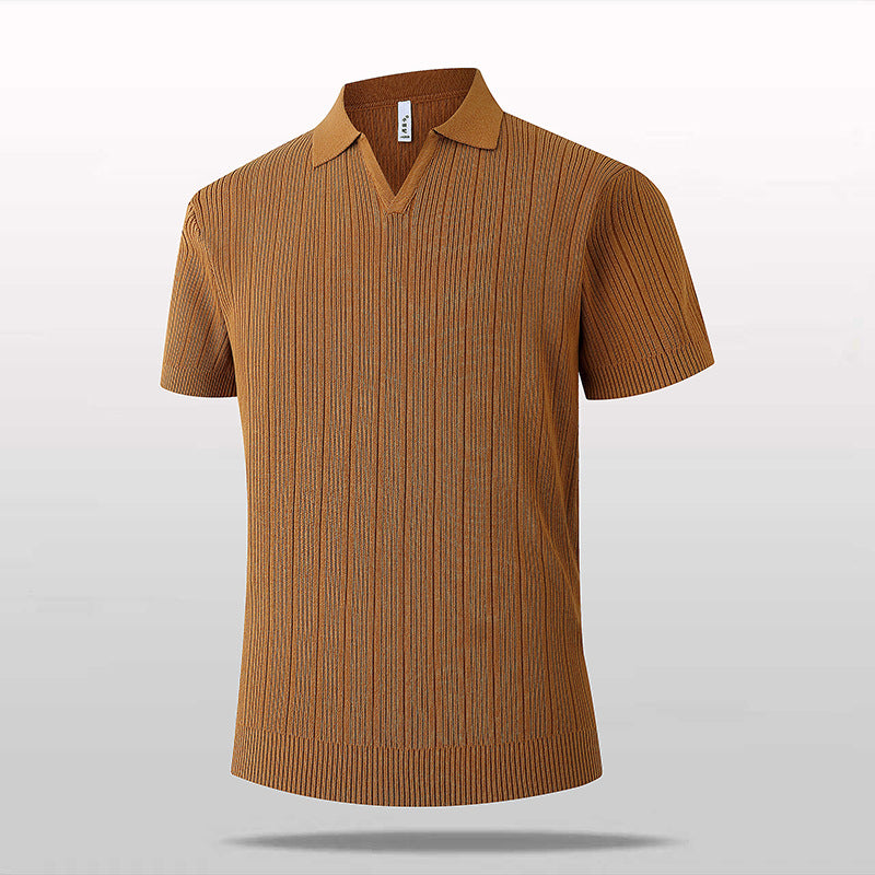 Men's Short Knit Tops with V-Neck Mune Fashion