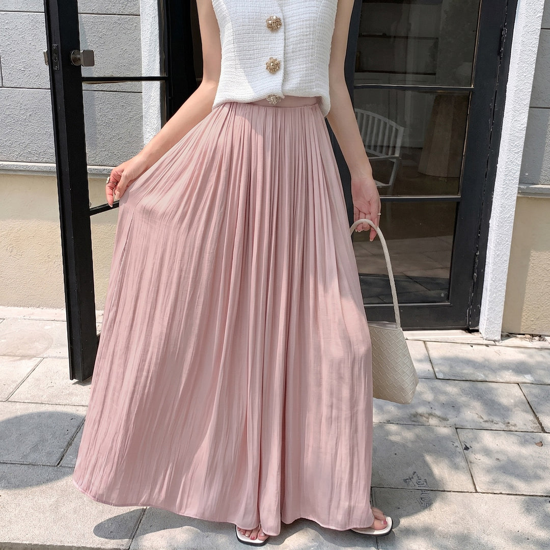 Women's flowing, gathered maxi skirt with fine pleats and high elastic waistband, Mune Fashion