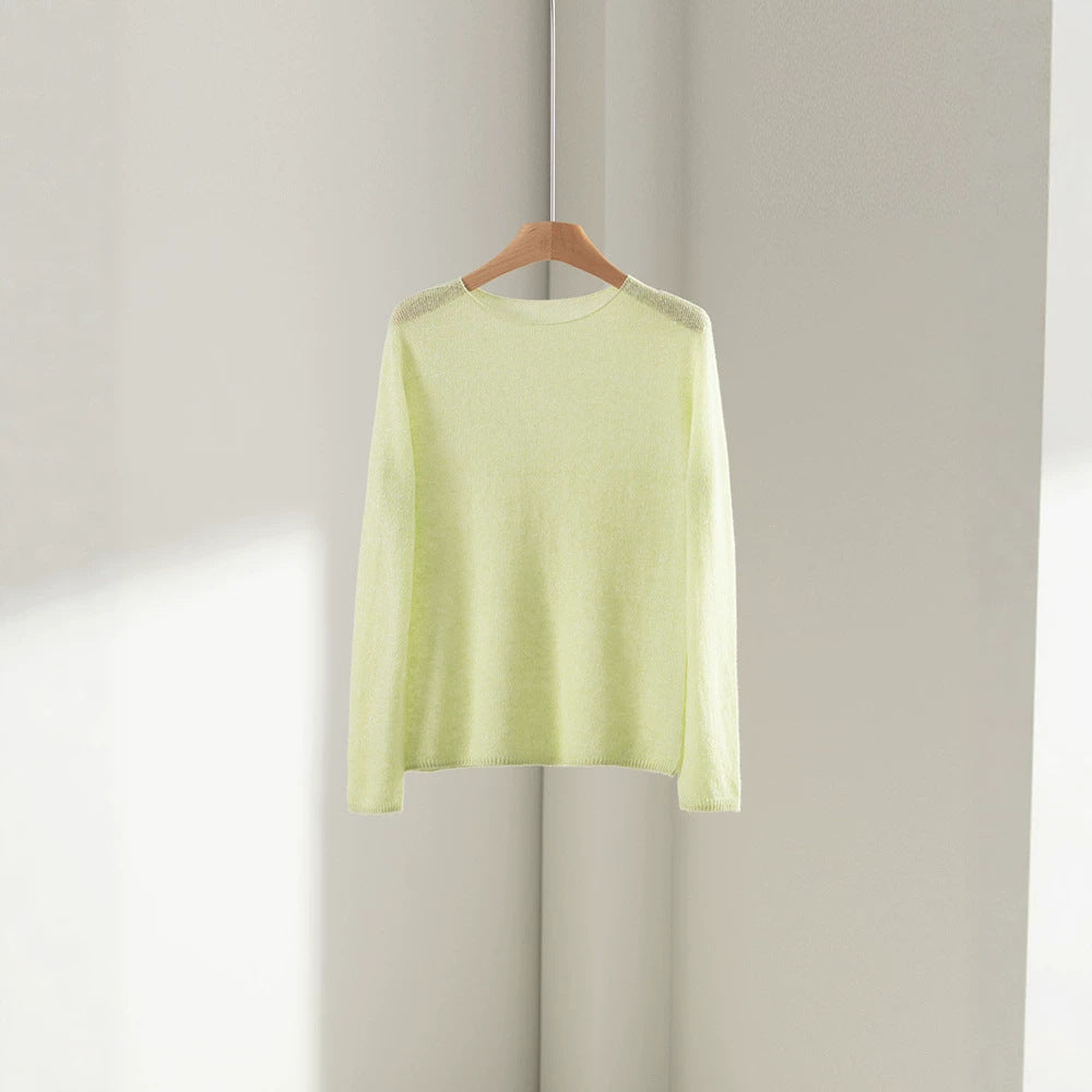 Women's fine round neck sweater made of soft fine knit with straight cut Mune Fashion
