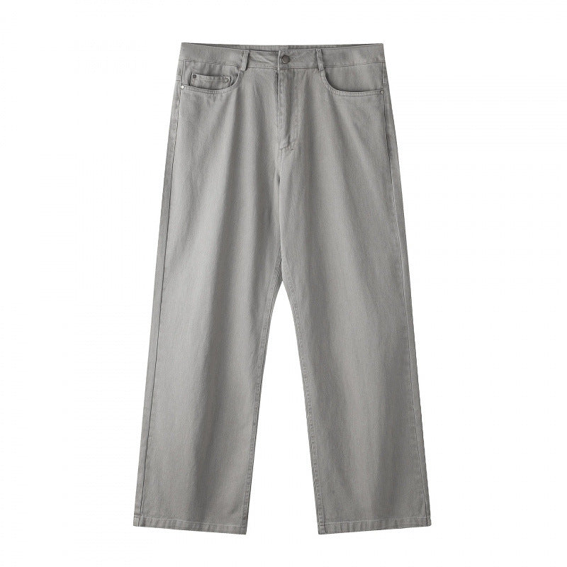 Men's wide straight-cut denim jeans with a high waist and five-pocket design Mune Fashion