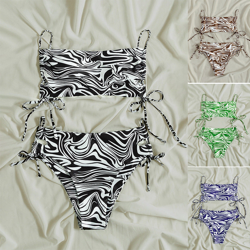 Women's Two-Piece Swimsuit with Adjustable Ruffle Details Mune Fashion