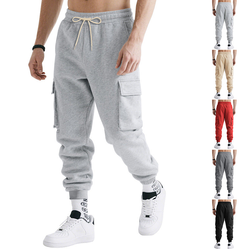 Men's Cargo Jogger Pants made of heavy French Terry with attached flap pockets and elastic drawstring waistband Mune Fashion