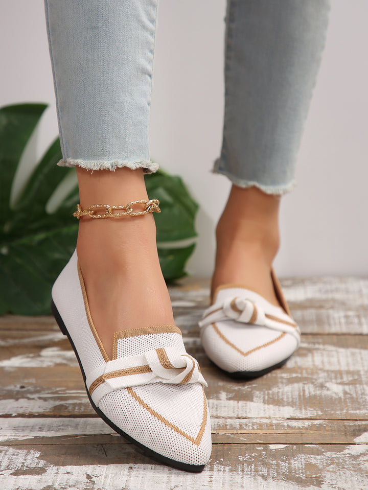 Women's woven lace slippers with decorative bow and padded comfort footbed Mune Fashion