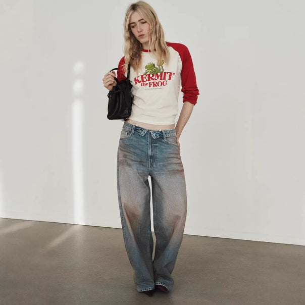 Women's high-waisted wide jeans in vintage look Mune Fashion