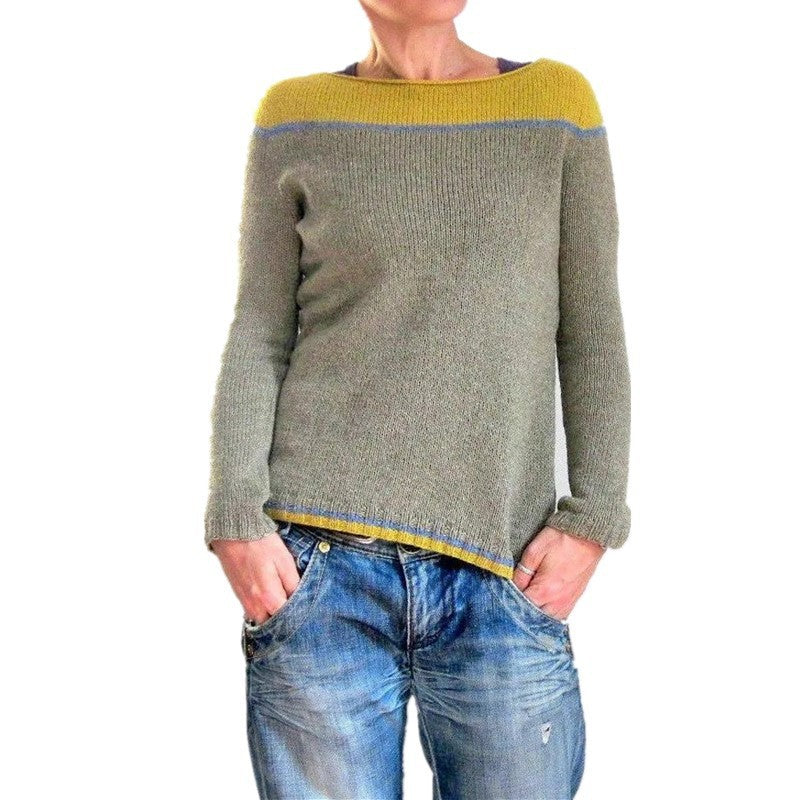 Women's patterned Norwegian knit sweater with wide round neckline and casual oversized fit Mune Fashion