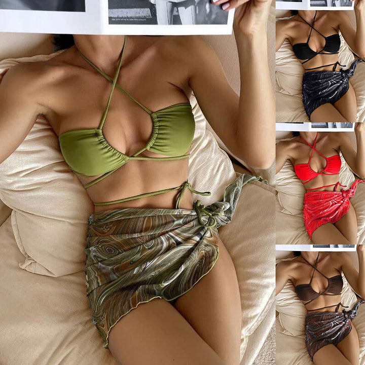 Ladies Bandeau Bikini Set with playful skirt Mune Fashion