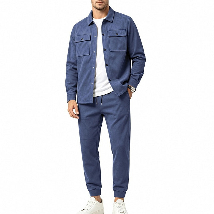 Men's Two-Piece Utility Leisure Set with Overshirt Jacket and Jogging Pants Mune Fashion