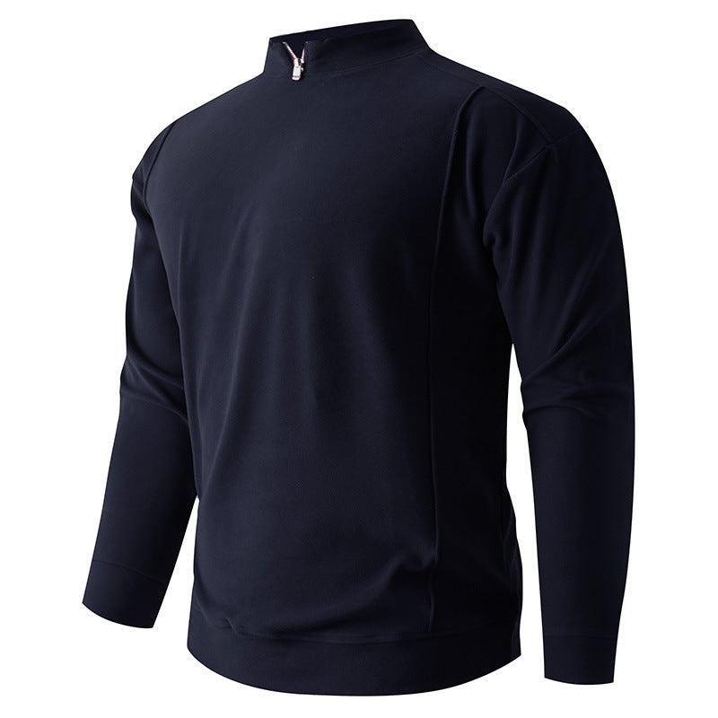 Men's Comfortable Stretch Half-Zip Sweater with Stand-Up Collar and Brushed Inner Lining Mune Fashion