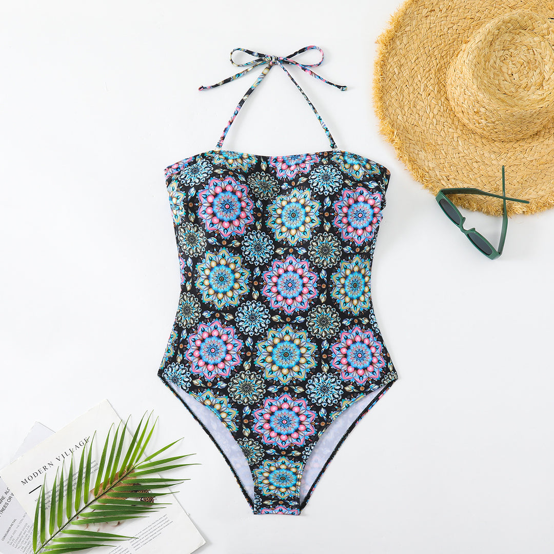 Women's bandeau swimsuit with unique mandala pattern Mune Fashion