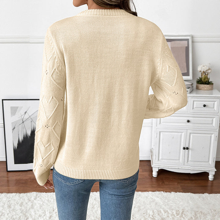 Women's Playful Knit Sweater with Heart Design Mune Fashion