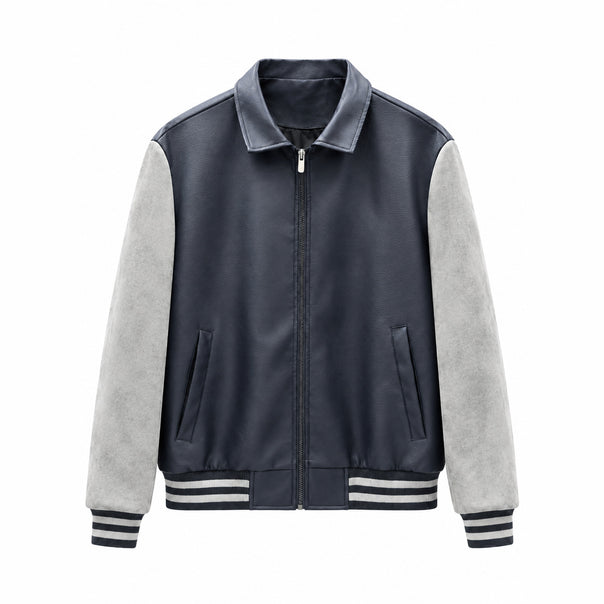 Men's Fashionable Bomber Jacket made of Faux Leather Mune Fashion