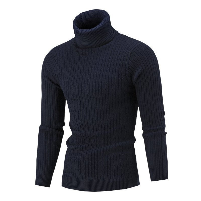 Men's Tailored Thermal Roll Neck Sweater with Cable and Rib Knit Structure Mune Fashion