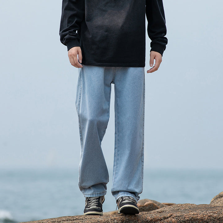 Men's wide baggy jeans in vintage workwear look with relaxed fit and straight leg Drune