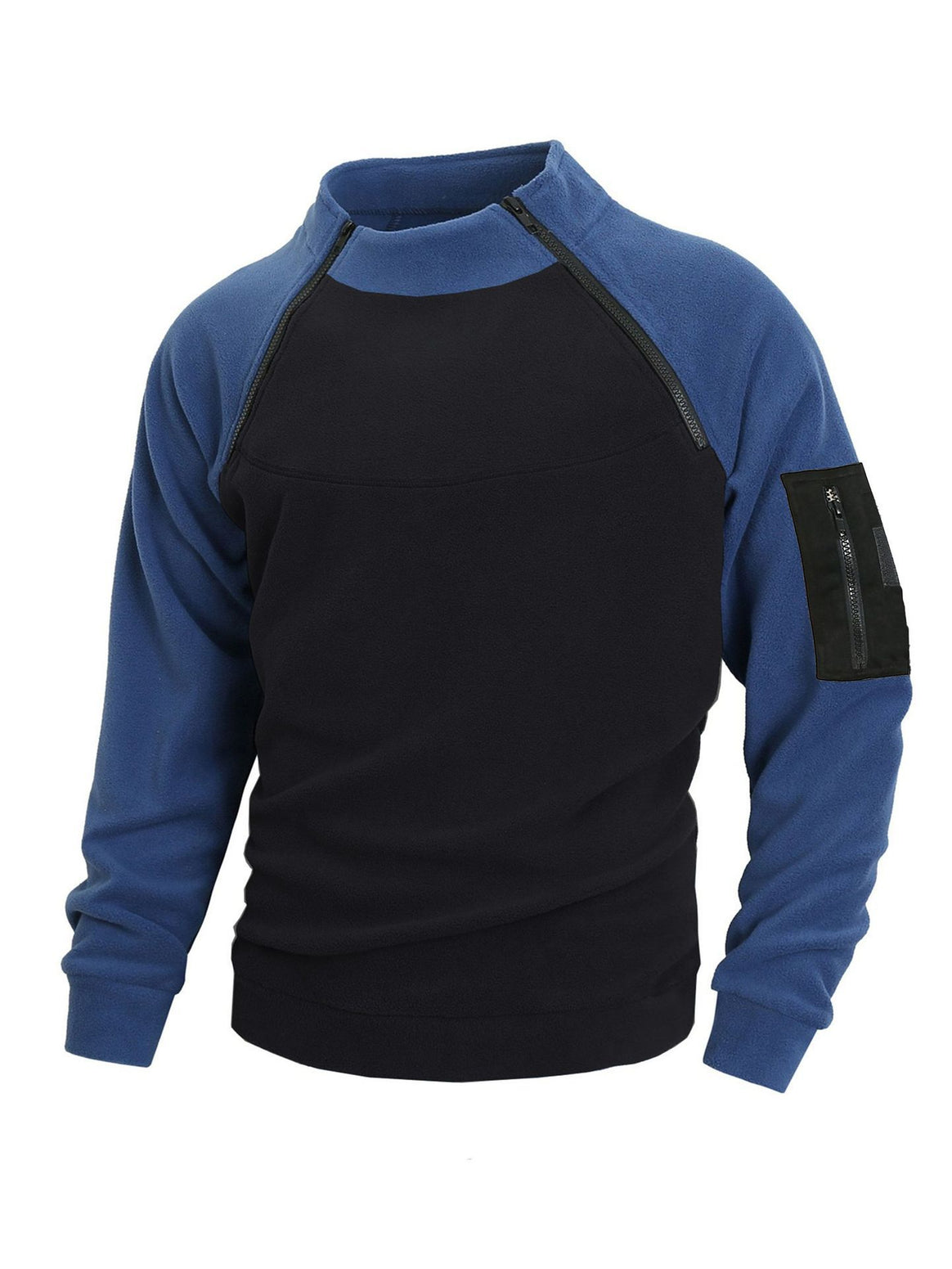 Men's nan technical fleece half-zip pullover with asymmetric shoulder zippers and zippered arm pocket Mune Fashion