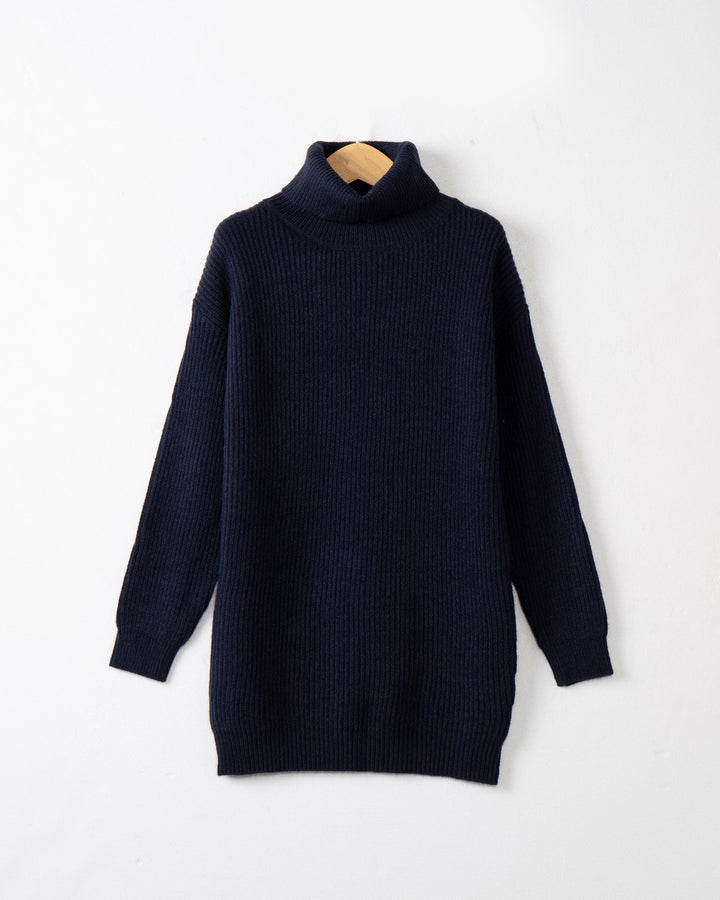 Women's Long Ribbed Turtleneck Sweater in Oversized Fit Mune Fashion