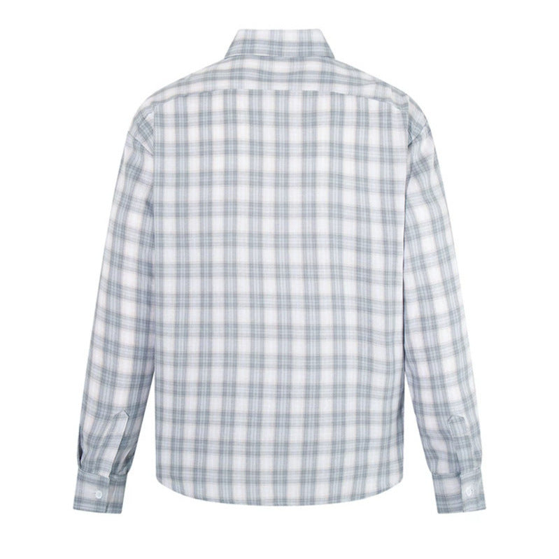 Men's Casual Oversized Shirt with Check Pattern, Classic Shirt Collar and Chest Pocket Mune Fashion