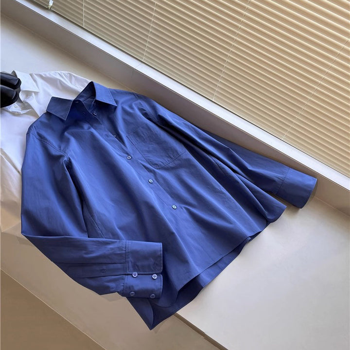 Women's Oversize Shirt made of light cotton blend with chest pocket Mune Fashion