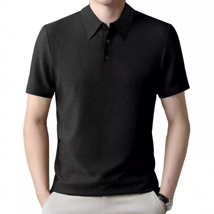 Men's structured short sleeve polo with pointed shirt collar and three-button placket Mune Fashion