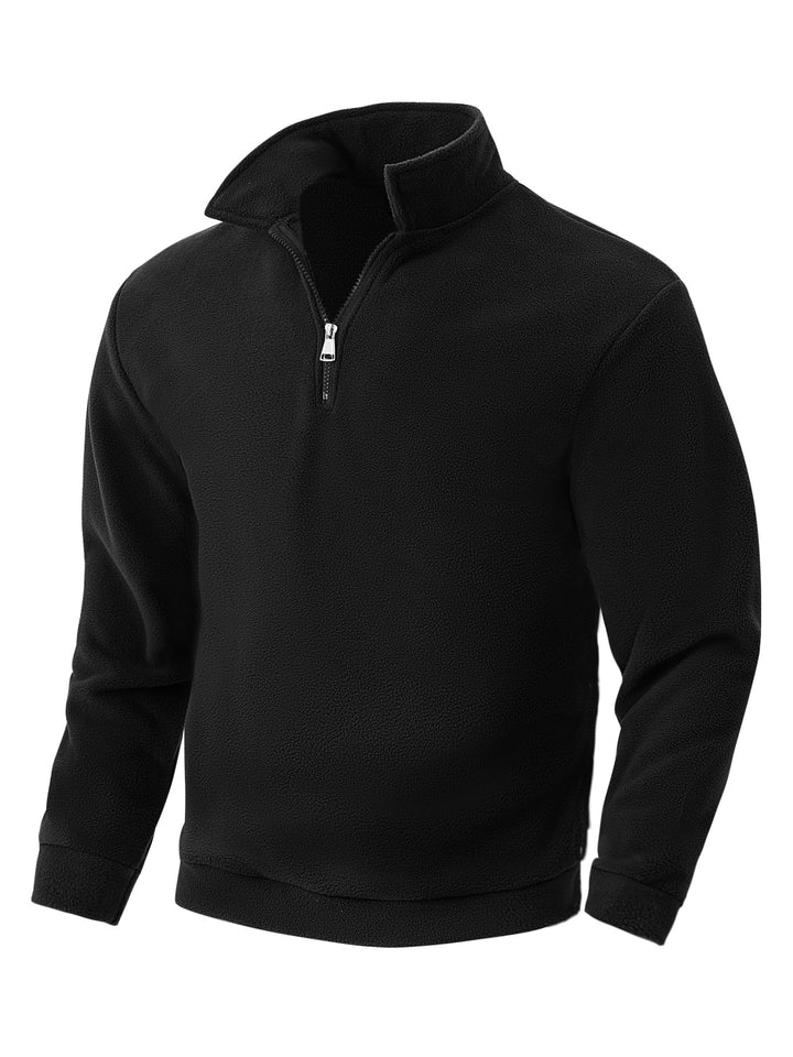 Men's Nano Fleece Half-Zip Pullover with Stand-Up Collar, Soft Teddy Fleece and Elastic Cuffs Mune Fashion