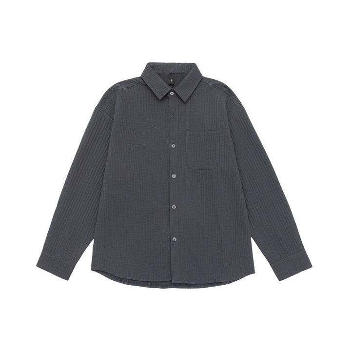 Unisex Textured Oversized Shirt Jacket with Waffle Structure and Chest Pocket Mune Fashion