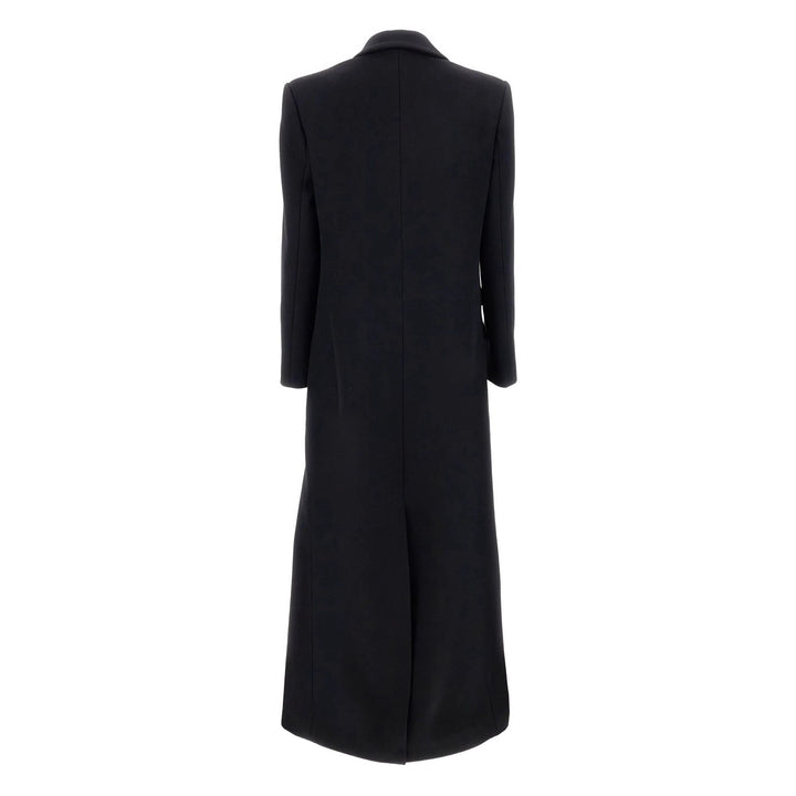 Women double-breasted wool coat with gold buttons, shoulder pads, and flap pockets Mune Fashion