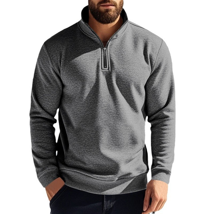 Men's half-high zipper sweatshirt with stand-up collar, soft fleece lining, and elastic cuffs Mune Fashion