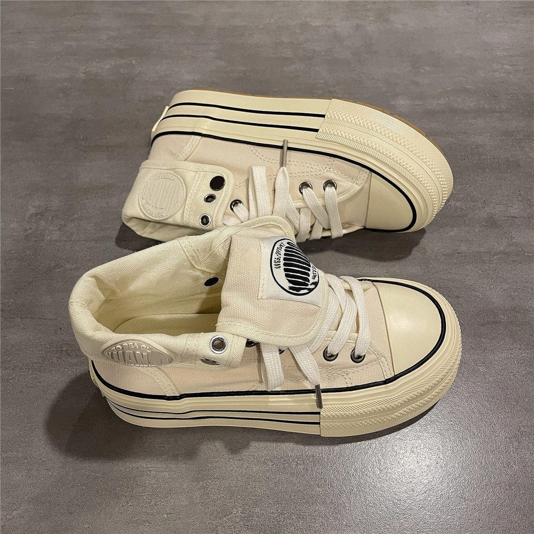 Women's High-Top Sneakers with Thick Rubber Sole and Side Zipper Mune Fashion