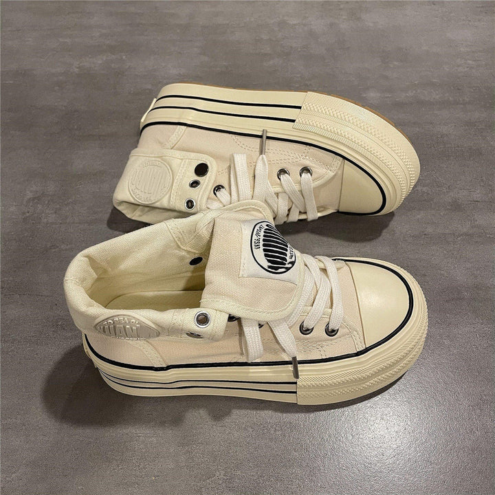 Women's High-Top Sneakers with Thick Rubber Sole and Side Zipper Mune Fashion