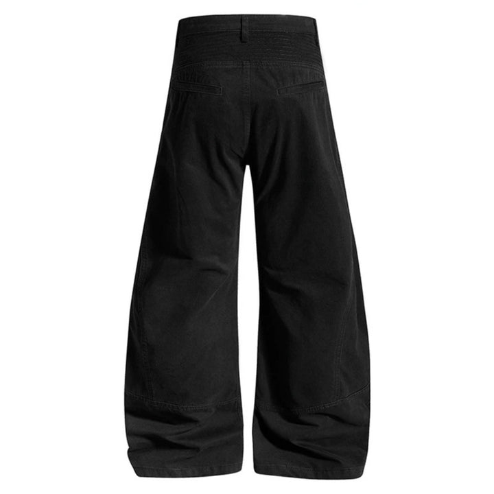 Women High-waisted wide Denim culotte pants with reinforced ribbed knee panels and patch stitching Mune Fashion