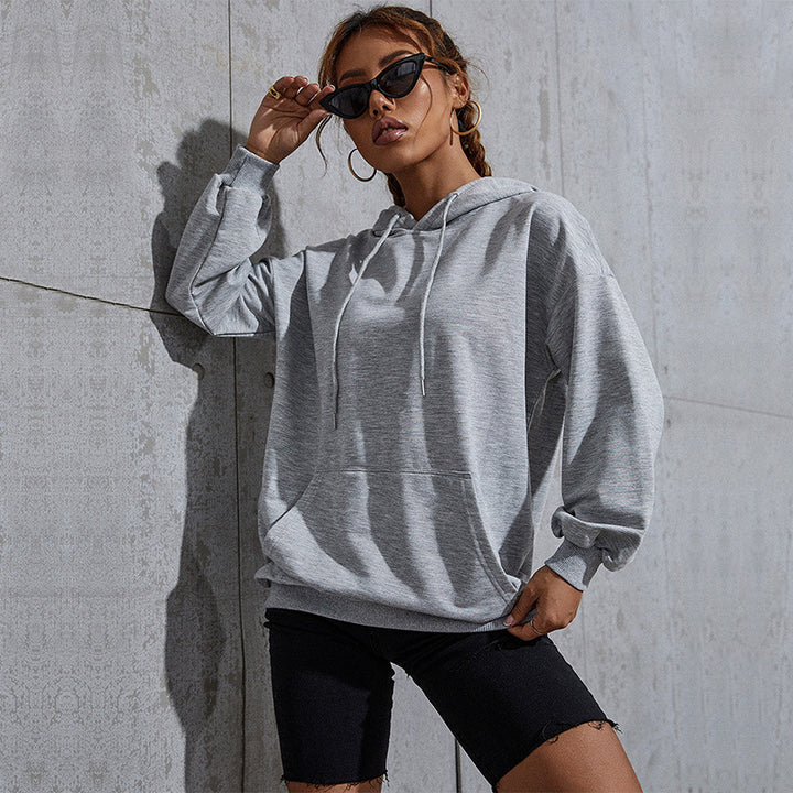 Women's Oversized Hoodie with Kangaroo Pocket and Elastic Hem Mune Fashion