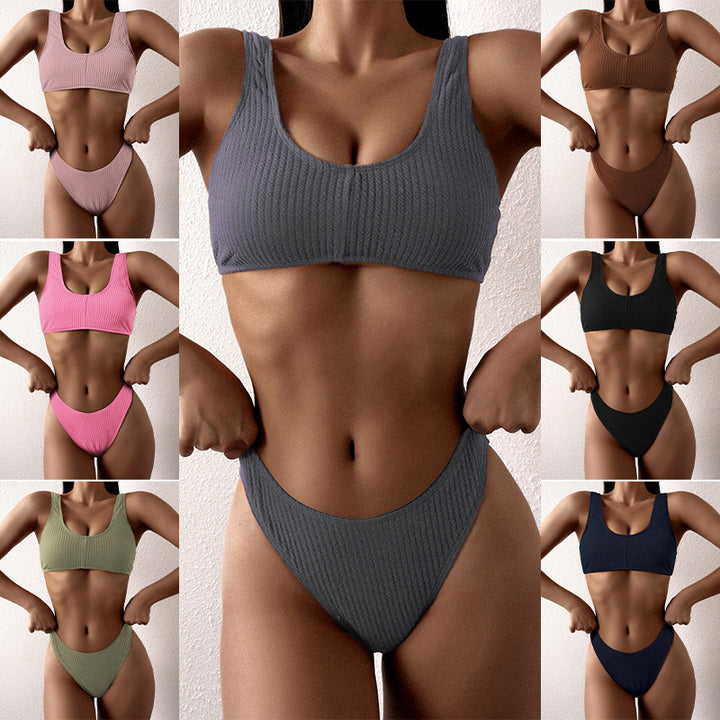 Women’s sports bikini set with textured bustier and high-cut briefs Mune Fashion