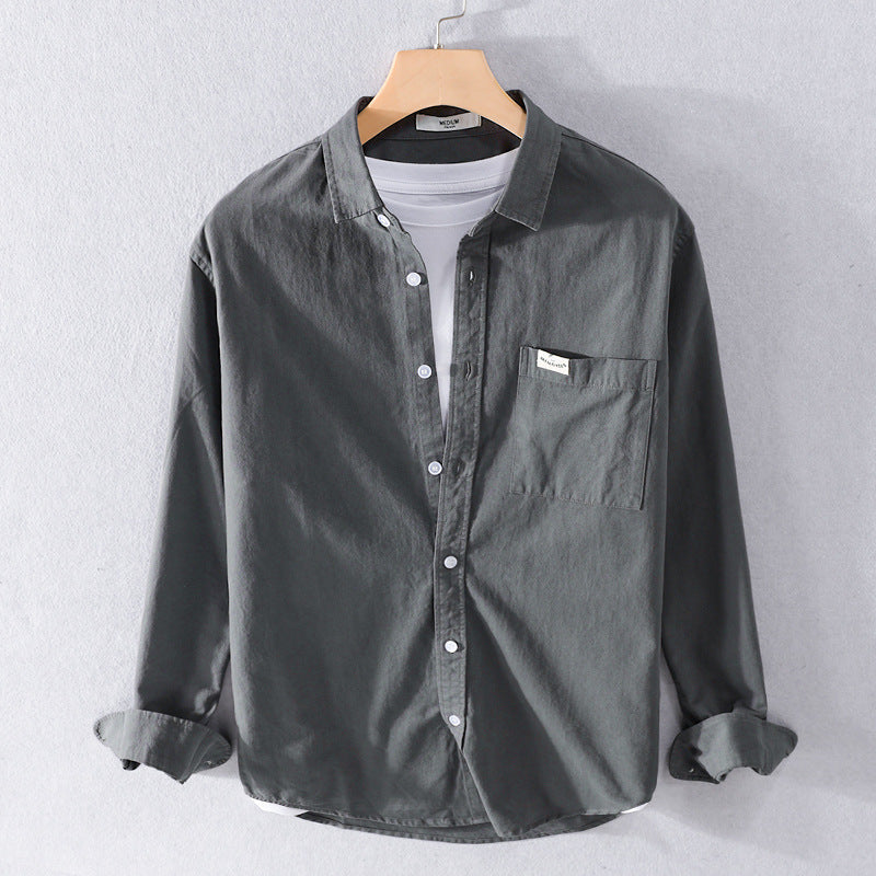 Men's Lightweight Cotton Layered Shirt in Clean Look with Chest Pocket and Soft Feel Mune Fashion