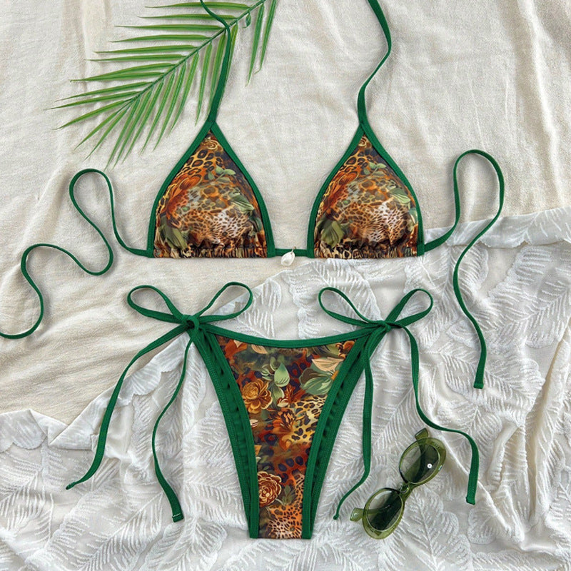 Women's triangle bikini with animal print and side ties Mune Fashion