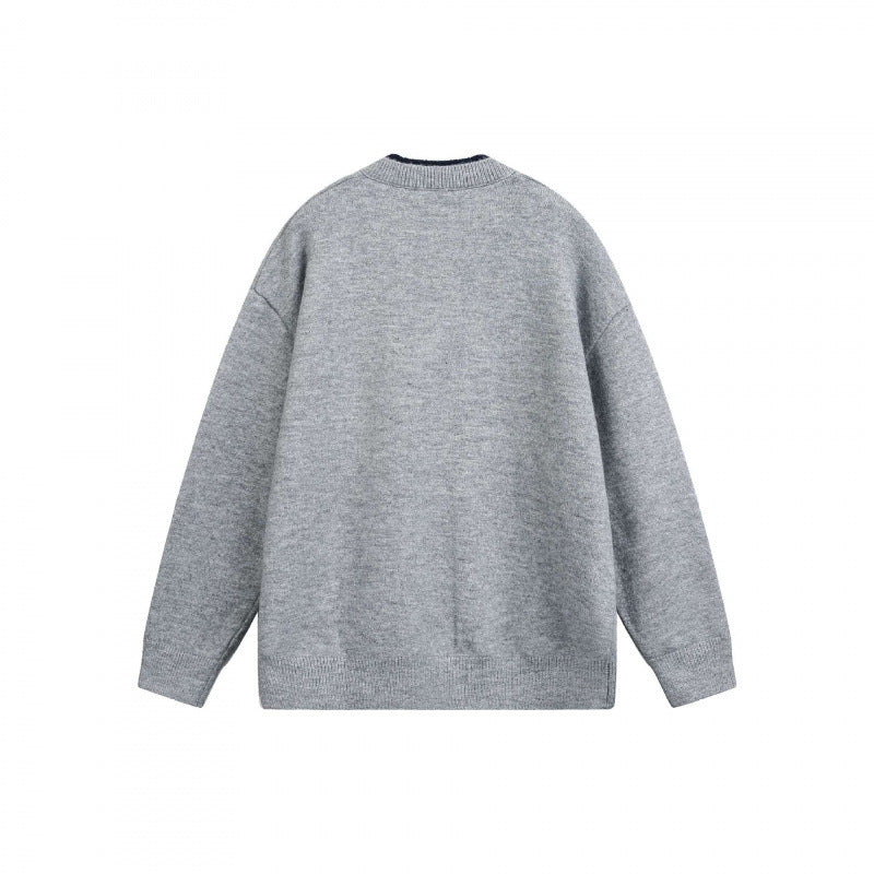 Unisex Chunky Knit Henley Sweater with Half Button Placket and Ribbed Neckline Mune Fashion