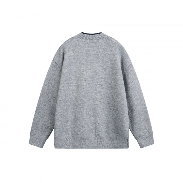 Unisex Chunky Knit Henley Sweater with Half Button Placket and Ribbed Neckline Mune Fashion