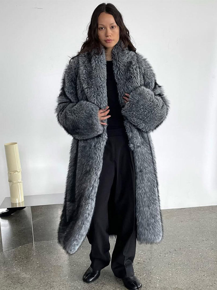 Women Oversize longer Faux Fur Coat with voluminous sleeves Mune Fashion