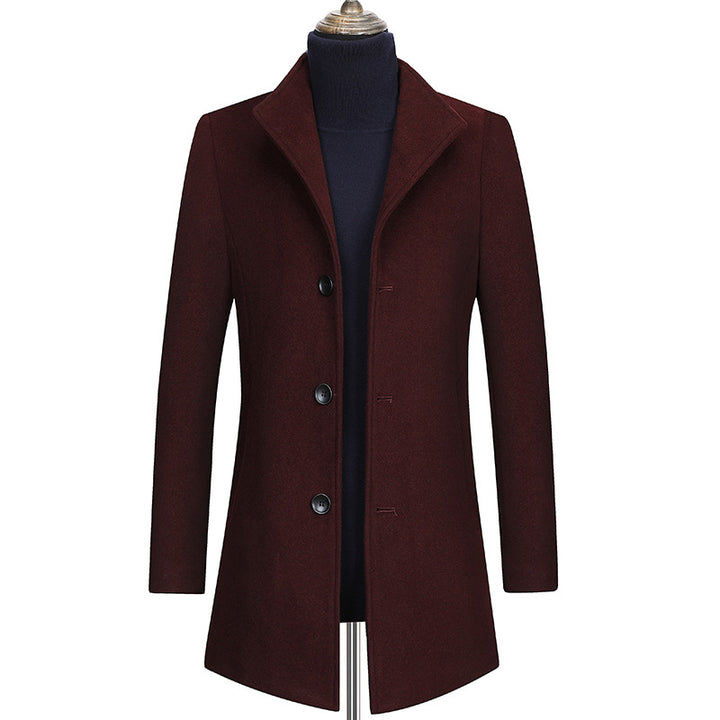 Men's slim fit wool blend coat with shirt collar, lightweight thermo lining and hidden button placket Mune Fashion